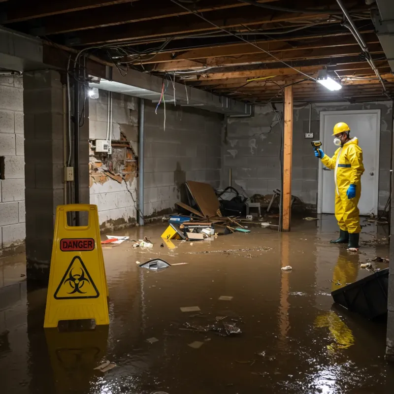 Flooded Basement Electrical Hazard in Cordova, NC Property